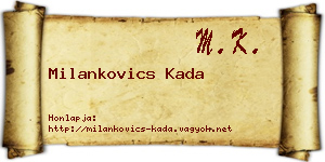 Milankovics Kada névjegykártya